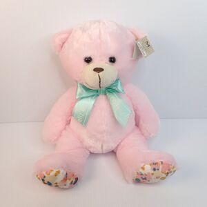 Walgreens Plush Feliz día de la madre Ribbon Pink Teddy Bear Floral Feet W/tag